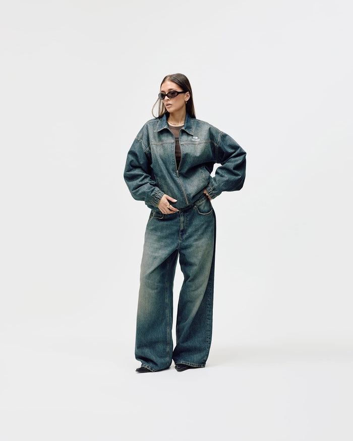 Denim Workwear Jacket, Women - Dark Blue Wash