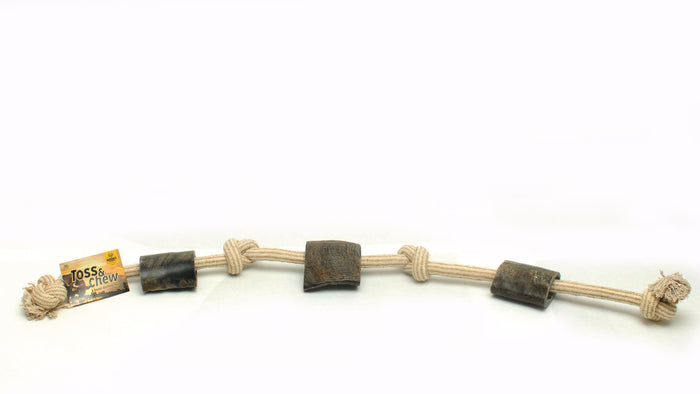 Extra Large Rope with Three Water Buffalo Horns | Natural Dog Chew | Free Range Grass Fed | High in Keratin