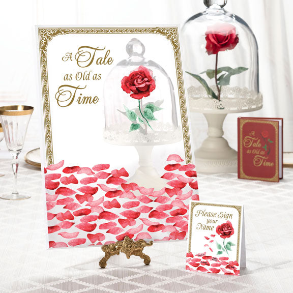 Beauty and the Beast Style Rose Petal Wedding Ceremony Signing Canvas