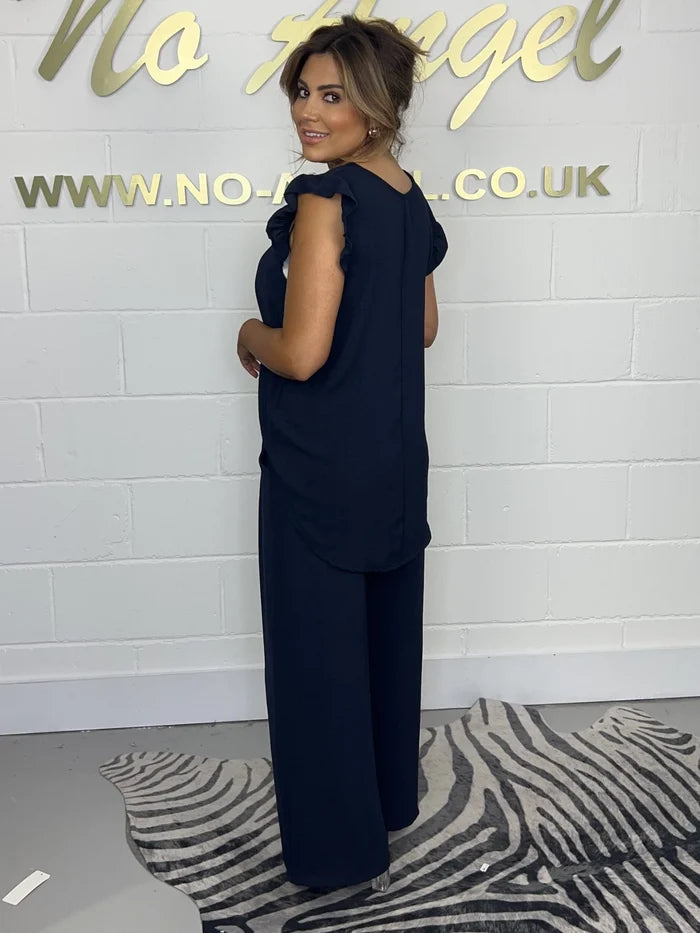 Frill Sleeve Top & trouser Co-Ord ( 8 colours )