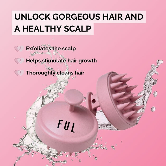 FUL Scalp Massager Brush Pink – Silicone Exfoliator for Hair Growth, Flakes & Deep Cleansing - The LTL Shop