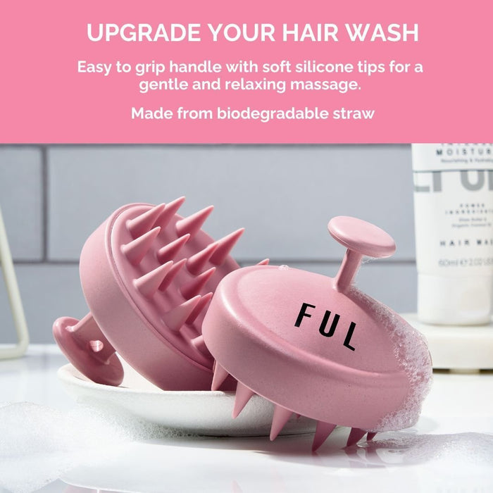 FUL Scalp Massager Brush Pink – Silicone Exfoliator for Hair Growth, Flakes & Deep Cleansing - The LTL Shop