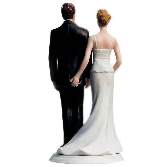 The back of the Love Pinch Couple Wedding Cake Topper - Caucasian