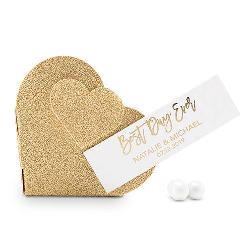Gold Glitter Heart Favor Box