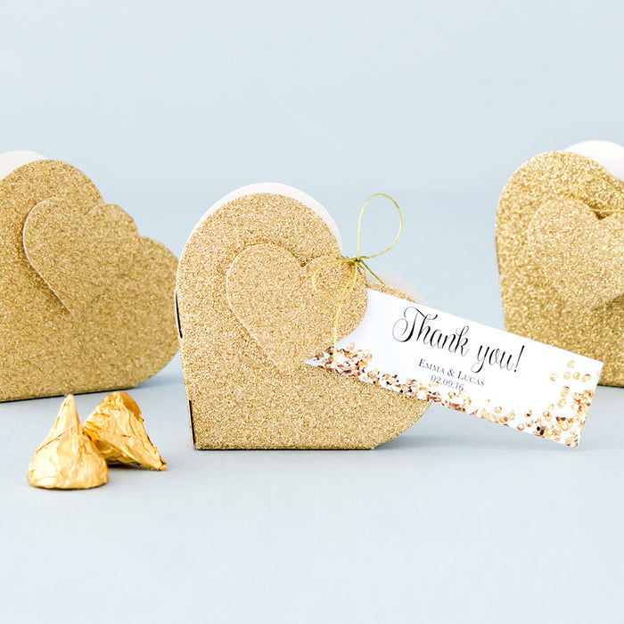 Gold Glitter Heart Favor Box