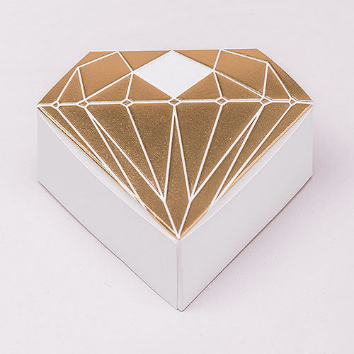 Gold or Silver Diamond Shaped Wedding Party Favor Box (Pack of 10)