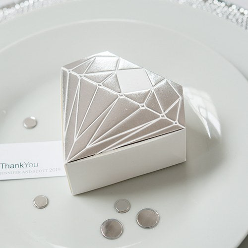 Gold or Silver Diamond Shaped Wedding Party Favor Box (Pack of 10)