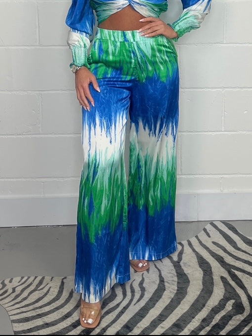 Green & Blue Printed Trousers