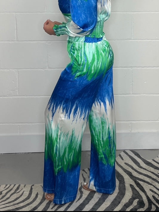 Green & Blue Printed Trousers