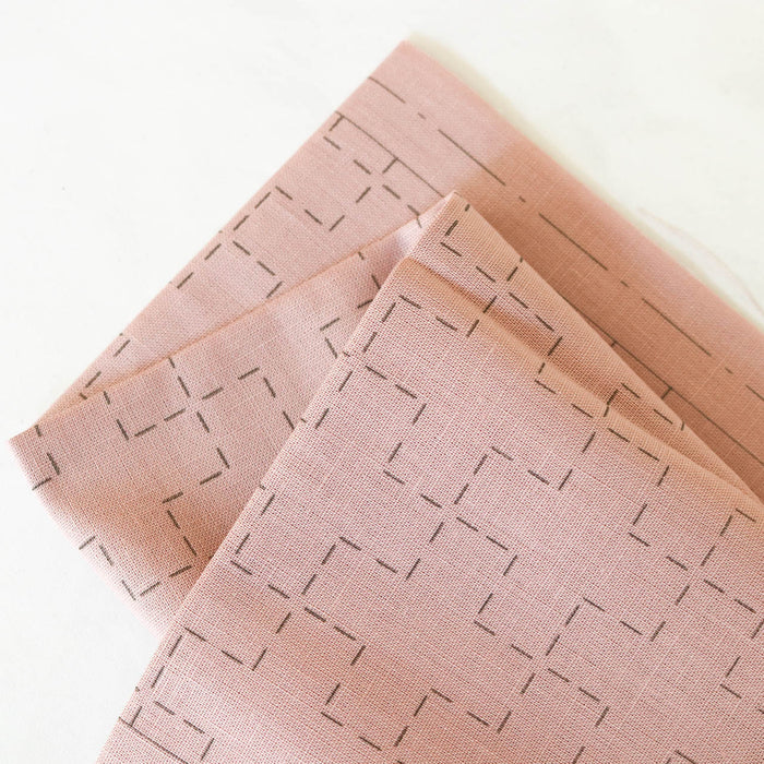 Hidamari Preprinted Sashiko Cloth - Juji-tsunagi (Linked Crosses)-Stitched Modern