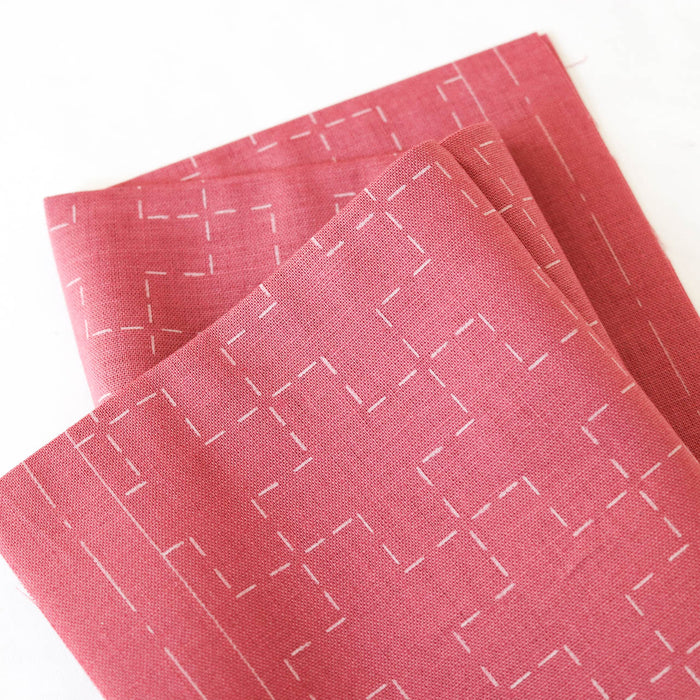 Hidamari Preprinted Sashiko Cloth - Juji-tsunagi (Linked Crosses)-Stitched Modern