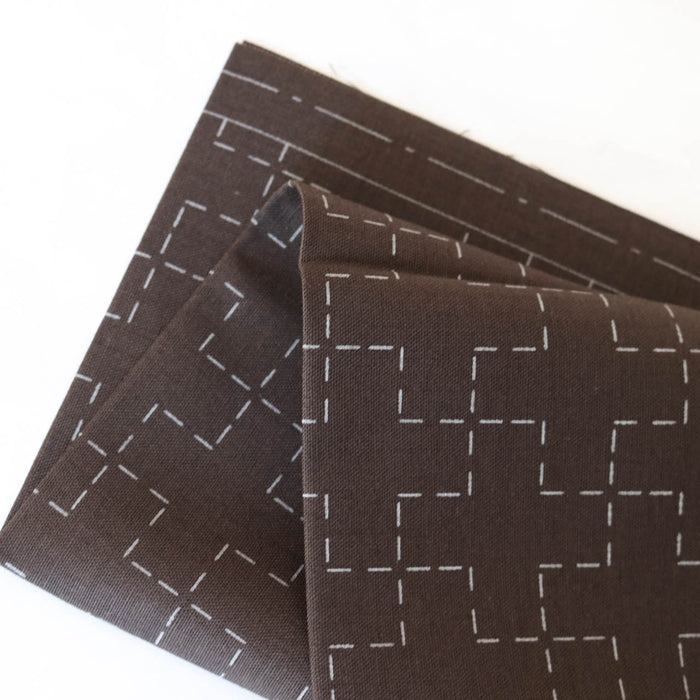 Hidamari Preprinted Sashiko Cloth - Juji-tsunagi (Linked Crosses)-Stitched Modern