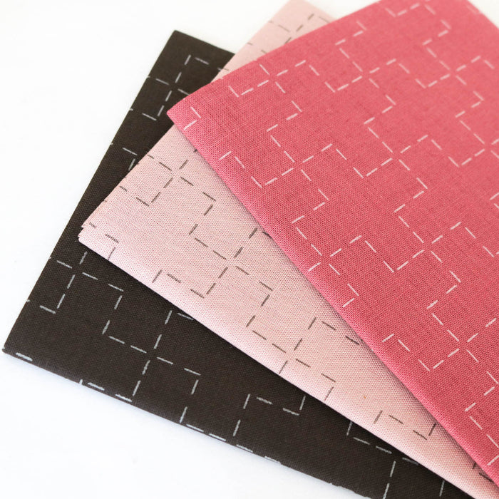 Hidamari Preprinted Sashiko Cloth - Juji-tsunagi (Linked Crosses)-Stitched Modern