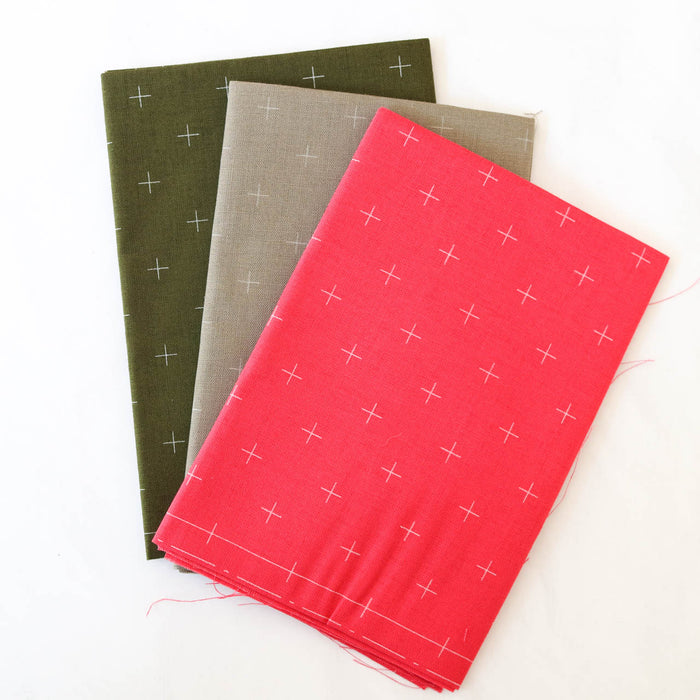 Hidamari Preprinted Sashiko Cloth - Kasuri (Crosses)-Stitched Modern