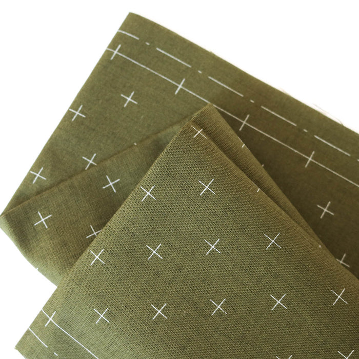 Hidamari Preprinted Sashiko Cloth - Kasuri (Crosses)-Stitched Modern