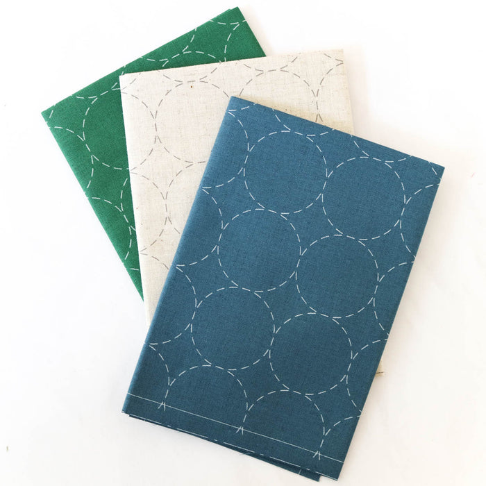 Hidamari Preprinted Sashiko Cloth - Maru-tsunagi (Circles)-Stitched Modern