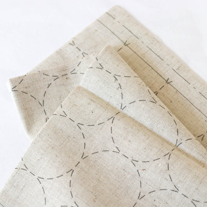 Hidamari Preprinted Sashiko Cloth - Maru-tsunagi (Circles)-Stitched Modern