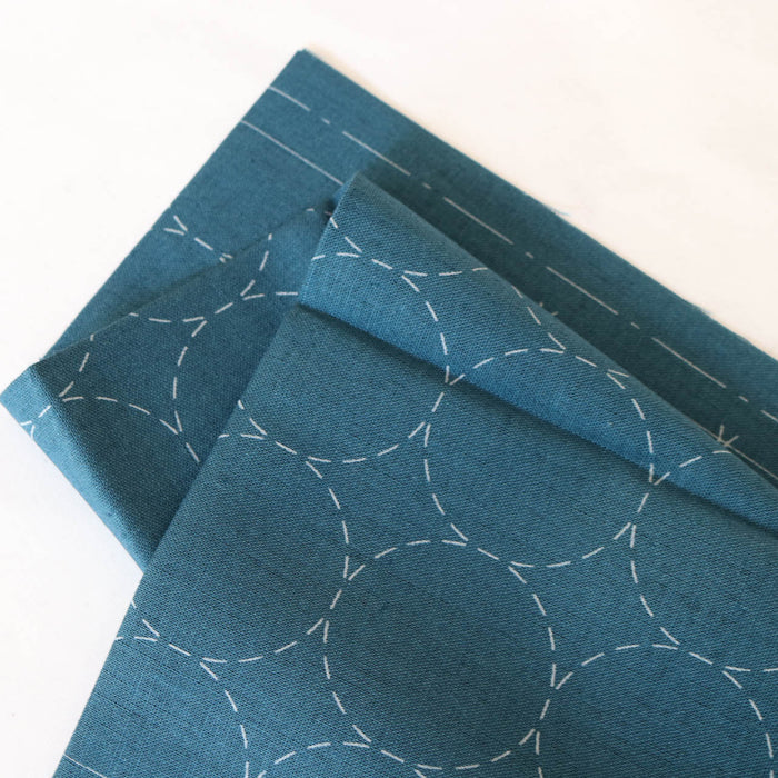 Hidamari Preprinted Sashiko Cloth - Maru-tsunagi (Circles)-Stitched Modern
