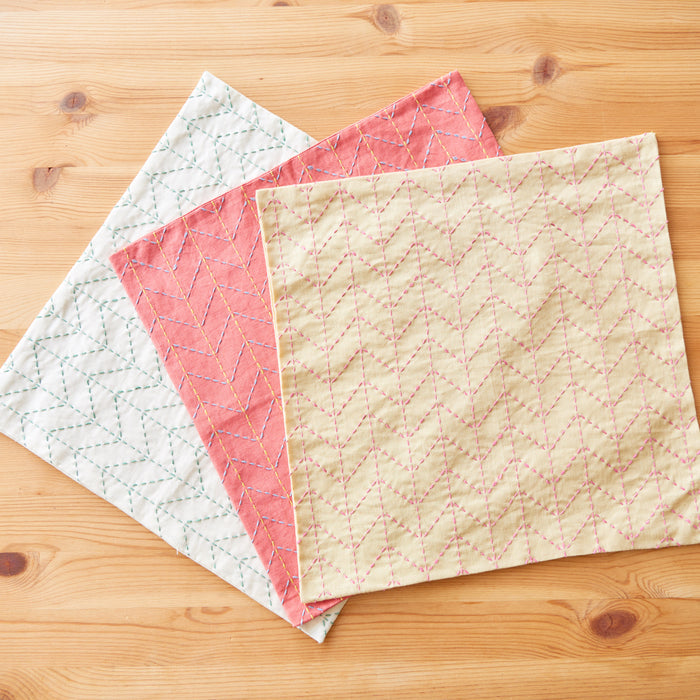 Hidamari Preprinted Sashiko Cloth - Sugiaya (Herringbone)-Stitched Modern