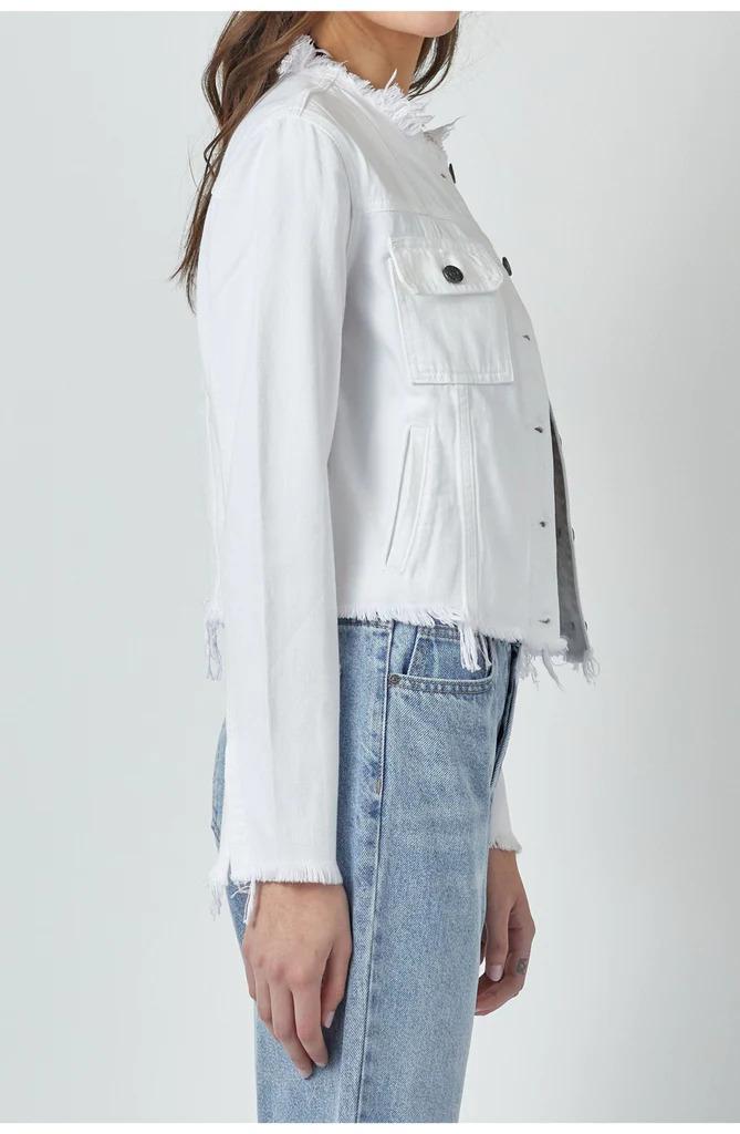 Hidden Collarless Jacket white side