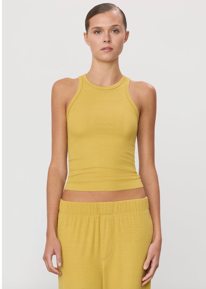 High Neck Fitted Tank (Saffron)