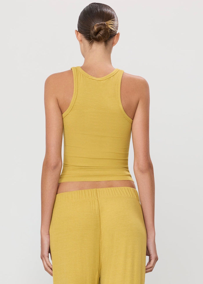 High Neck Fitted Tank (Saffron)