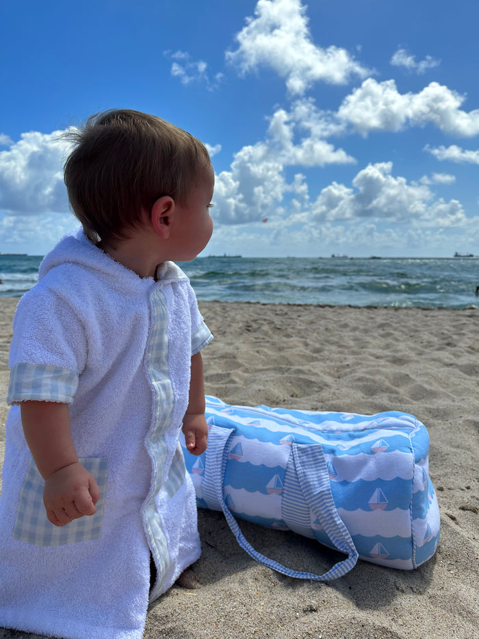 Boy Blue Blossoms Gingham Cover-Up