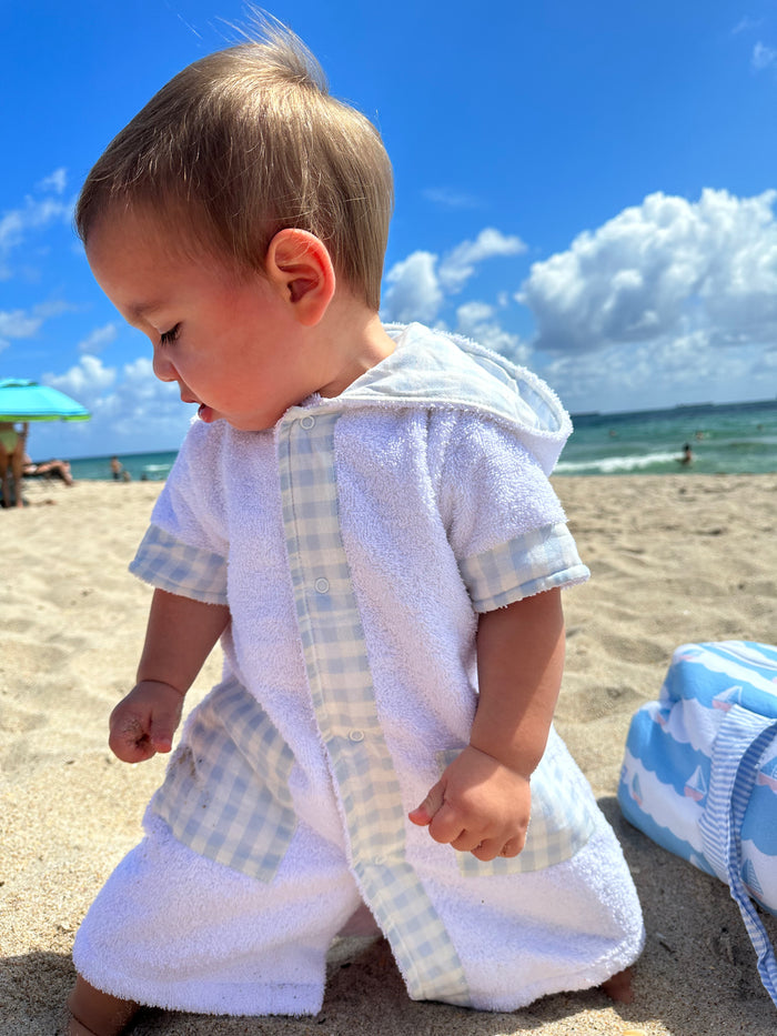 Boy Blue Blossoms Gingham Cover-Up
