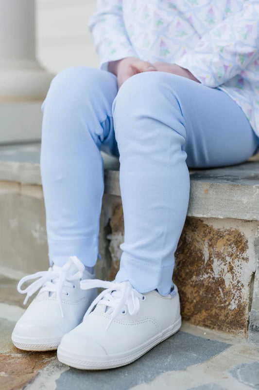 James and Lottie - Knit Scallop Leggings - Light Blue