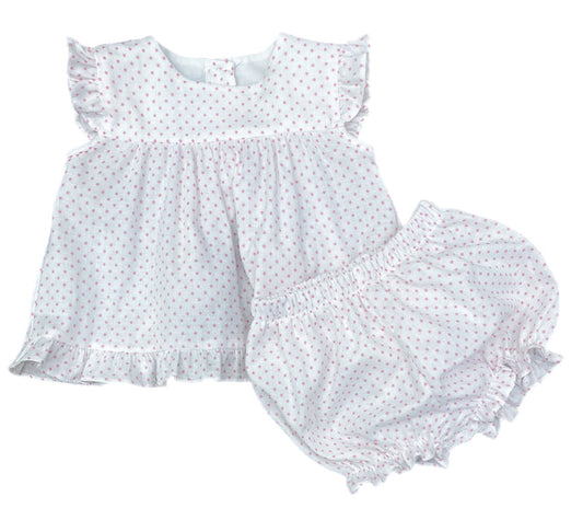 James and Lottie - Natalie Bloomer Set - Pink Swiss Dot
