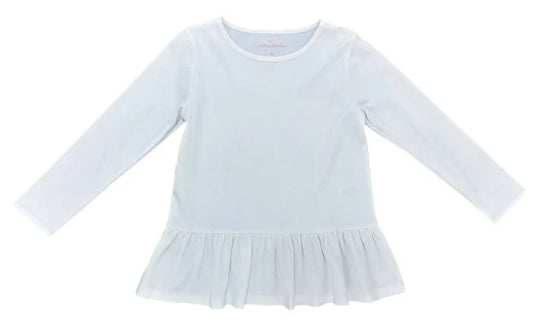 James and Lottie - Peggie Peplum Knit Top - White