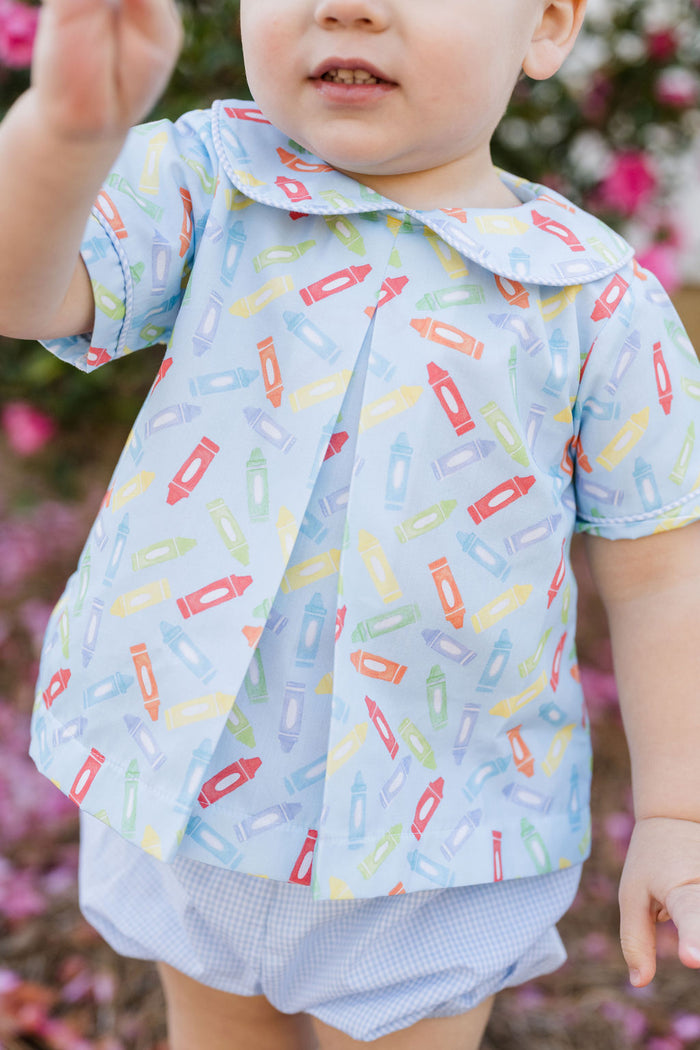 James and Lottie - Rory Diaper Set - Blue Crayons
