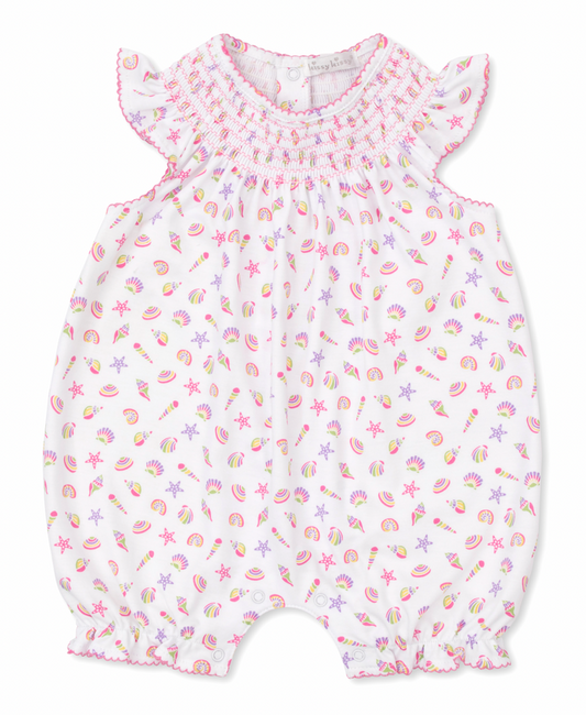 Kissy Kissy - Short Smocked Romper - Seashell Magic