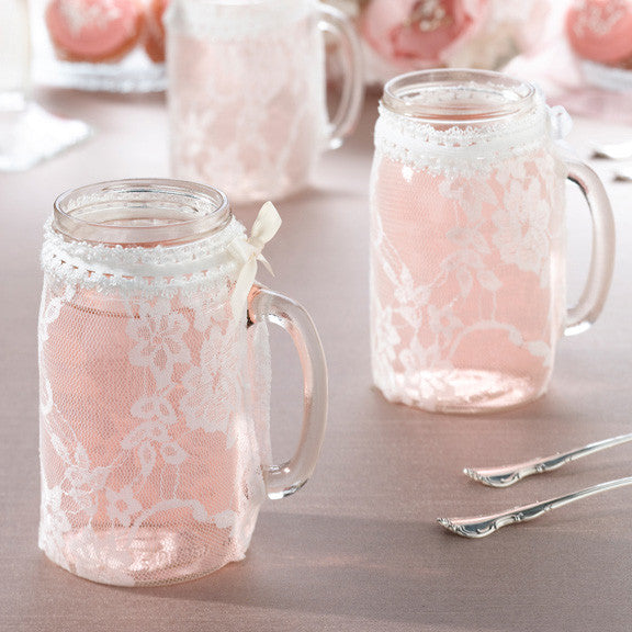 Lace Glass Cover Wedding Party Table Decor (Set of 4)