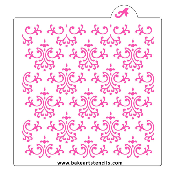 Lacey Damask Pattern Cookie Stencil bakeartstencil