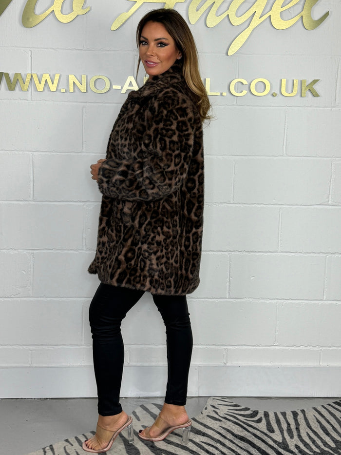 Leopard Print Faux Fur Coat