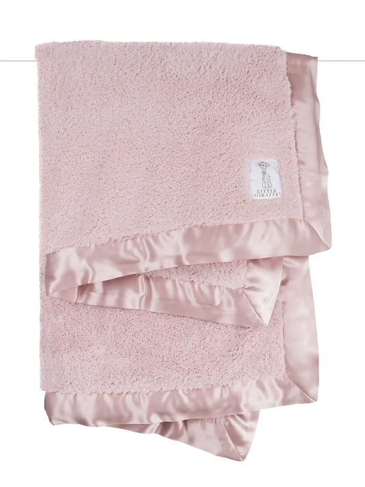 Little Giraffe - Chenille Baby Blanket - Dusty Pink