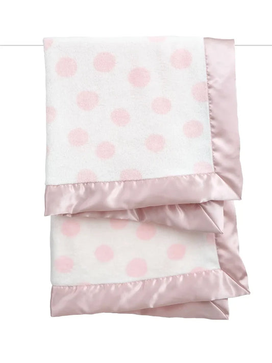 Little Giraffe - Powder Pink Plush Deluxe Dot Blanket