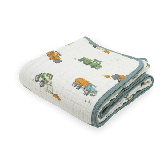 Little Unicorn - Original Cotton Muslin Quilt - Work Trucks