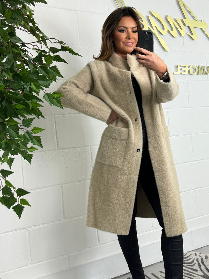 Longline High Neck Front Pocket Cardigan (3 Colours)