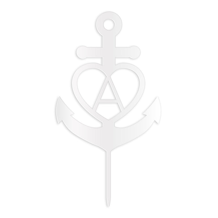 Love Anchor Acrylic Cake Topper - White