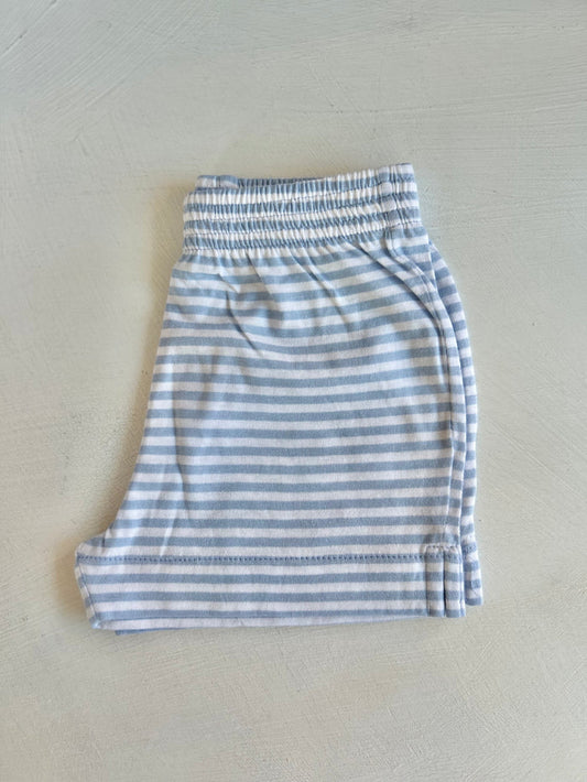 Luigi - Knit Shorts  - Sky Blue Stripe