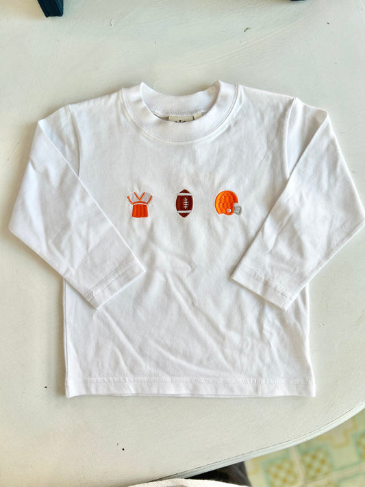 Luigi - Long Sleeve Tee - Orange & White Football Icons