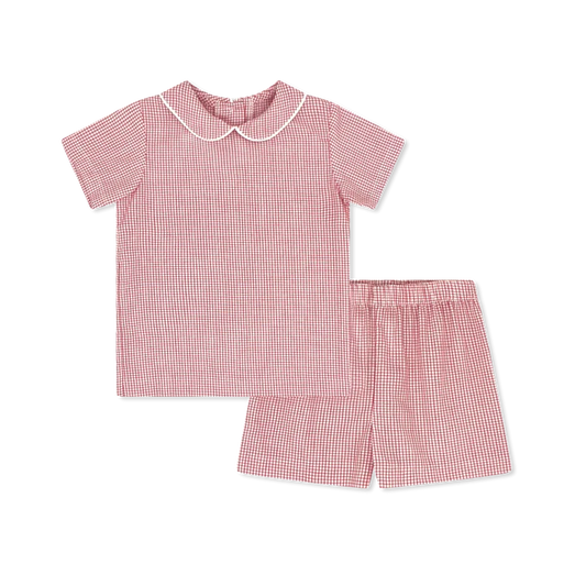 Lullaby Set - Sibley Short Set - Red Windowpane