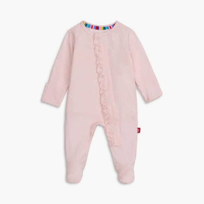 Magnetic Me - Footie - Pin Dot Pink w/ Ruffles