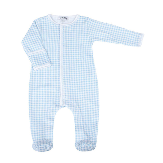 Magnolia Baby - Footie - Mini Checks Blue