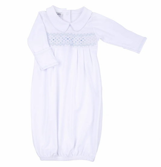Magnolia Baby - Lily and Lucas Smocked Gown - Blue