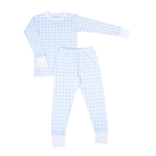 Magnolia Baby - Pajama Set - Baby Checks Blue