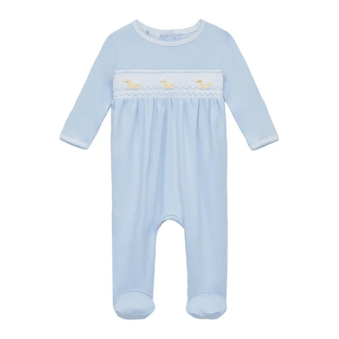 Magnolia Baby - Smocked Footie - Blue Little Duckling