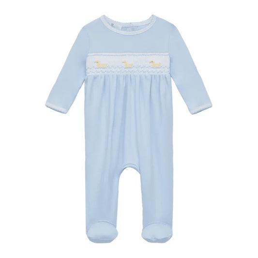 Magnolia Baby - Smocked Footie - Blue Little Duckling